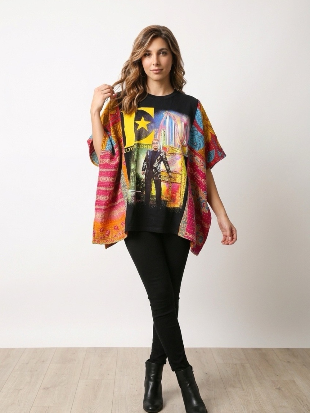 Handcrafted Upcycled Elton John Kantha Tunic NWT One Size